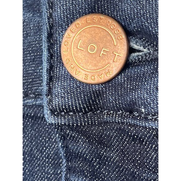 LOFT Denim Skirt Size 4 Women’s Mini Skirt Dark Wash Stretch Jean - Picture 6 of 12